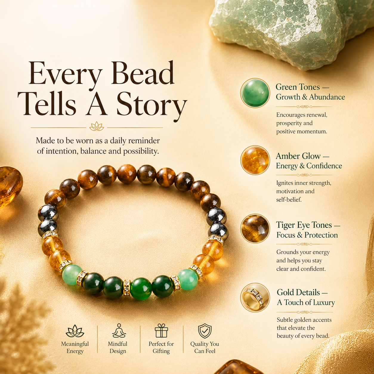 NodaBlue Wealth Bracelet – Meaningful Energy Jewelry for Abundance, Confidence & Good Luck