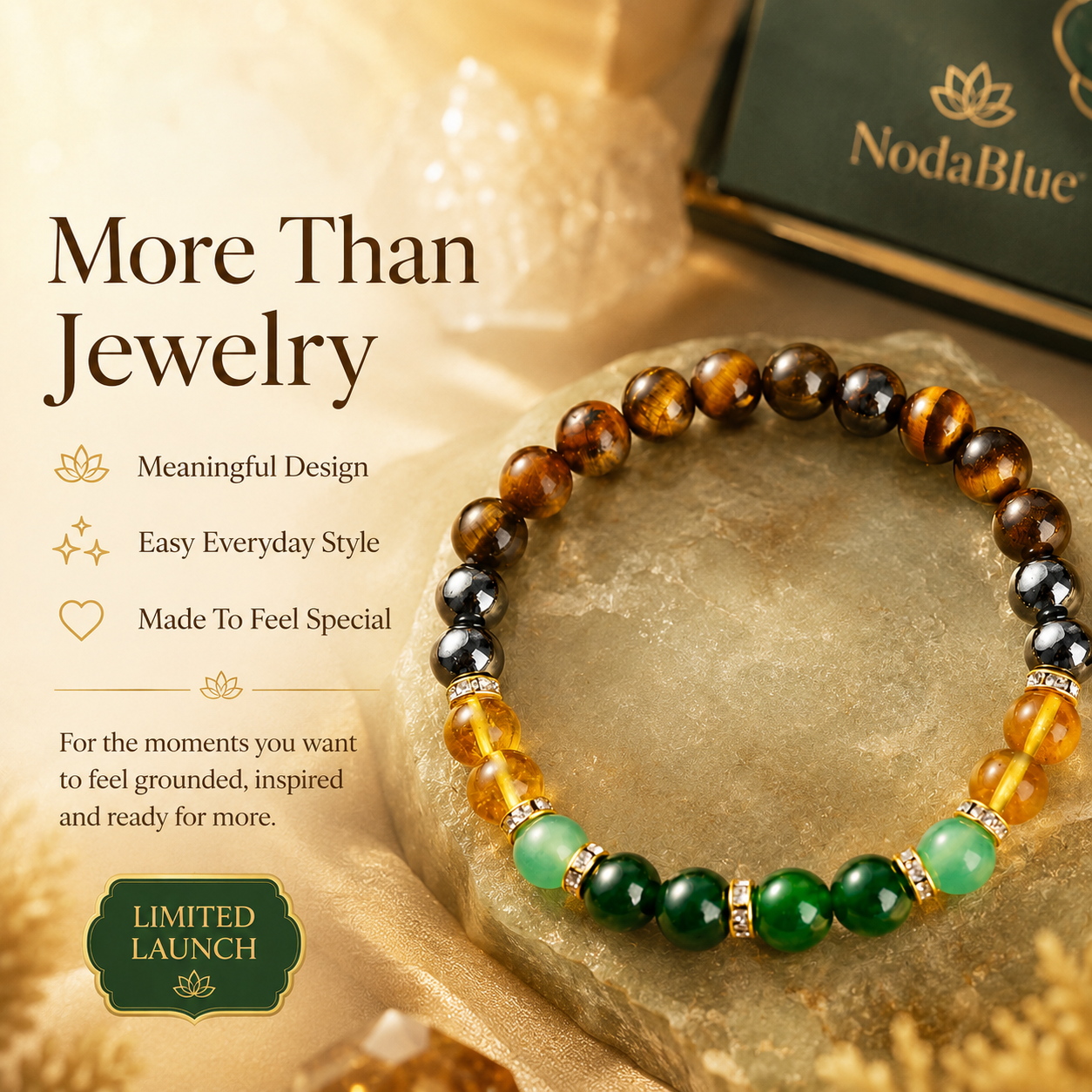 NodaBlue Wealth Bracelet – Meaningful Energy Jewelry for Abundance, Confidence & Good Luck